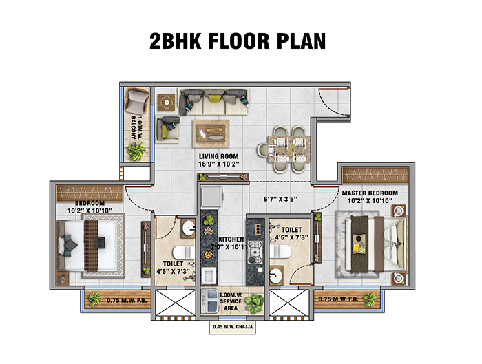Sai Proviso Infinity Floor Plan - 1 BHK