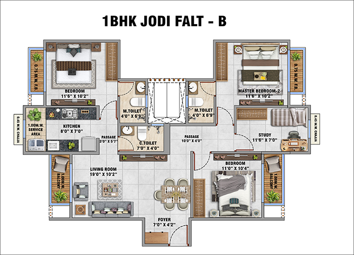 Sai Proviso Infinity Floor Plan - 2 BHK