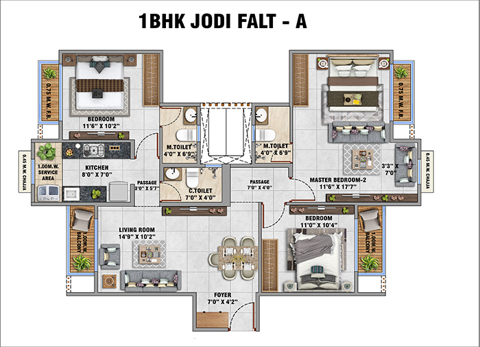Sai Proviso Infinity Floor Plan - 2 BHK